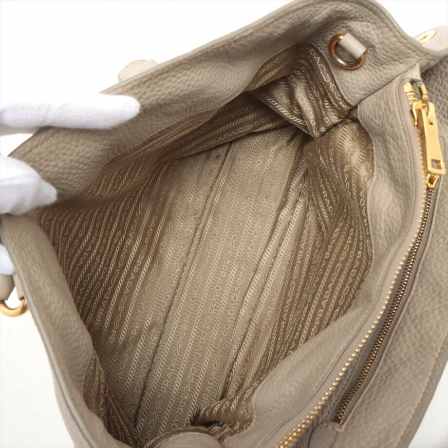 Prada Galeria Leather 2way handbag Grey beige
