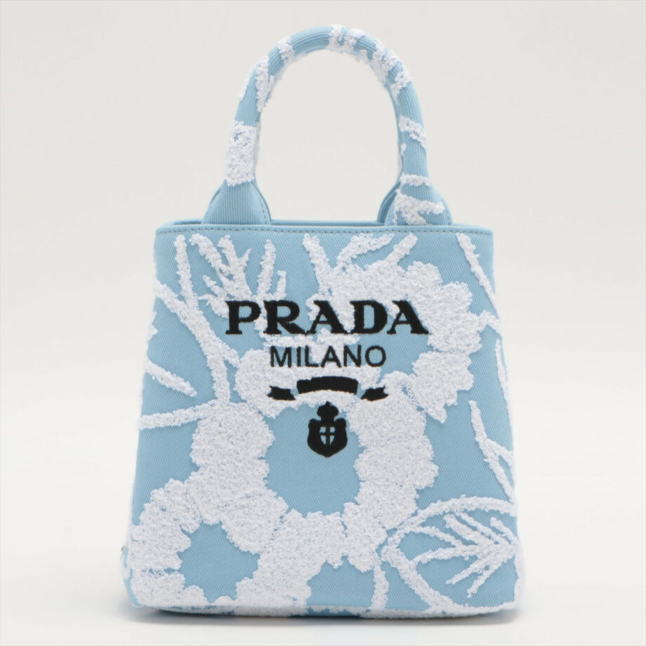Prada Logo Jacquard canvass 2way handbag Blue