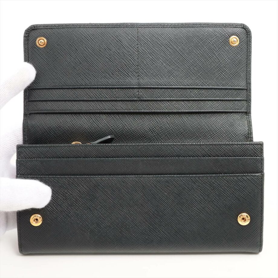 Prada Saffiano Fiocco Leather Wallet Black