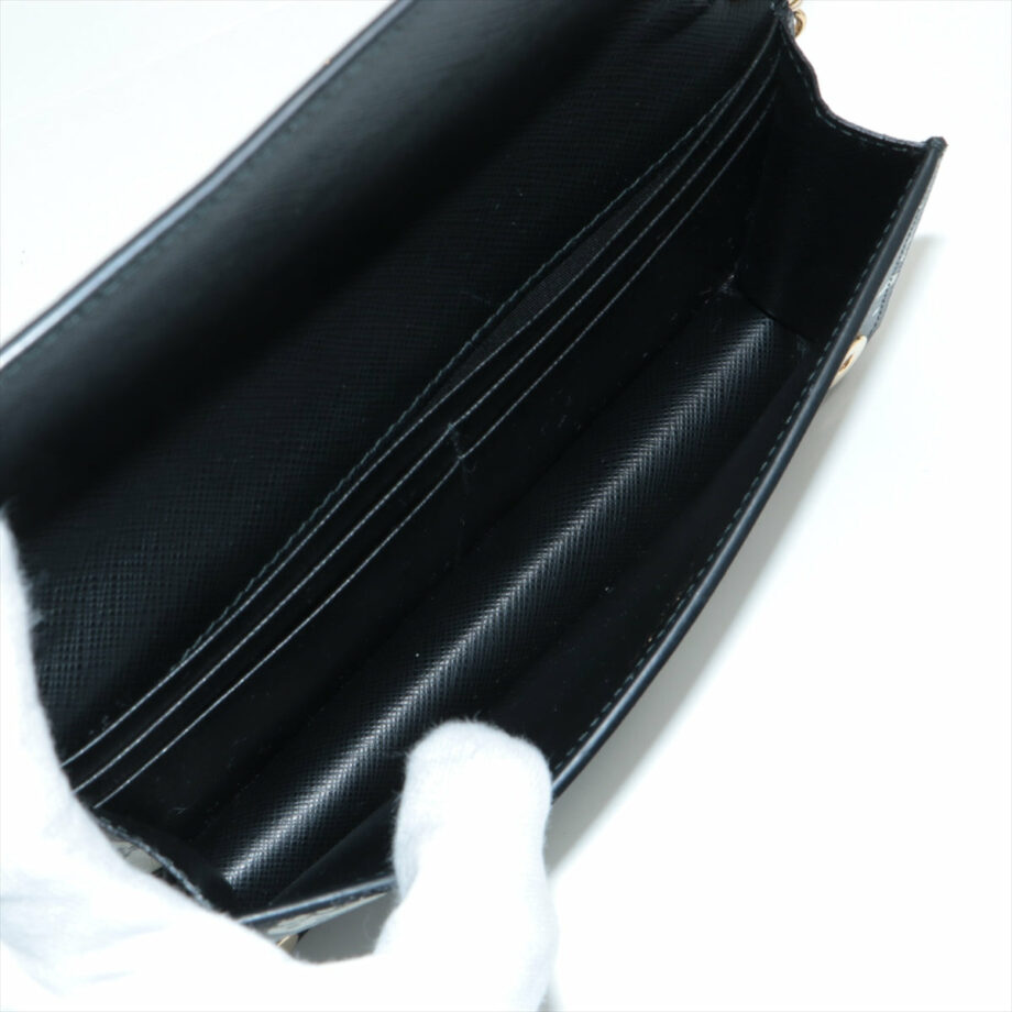 Prada Saffiano Leather Chain wallet Black × White