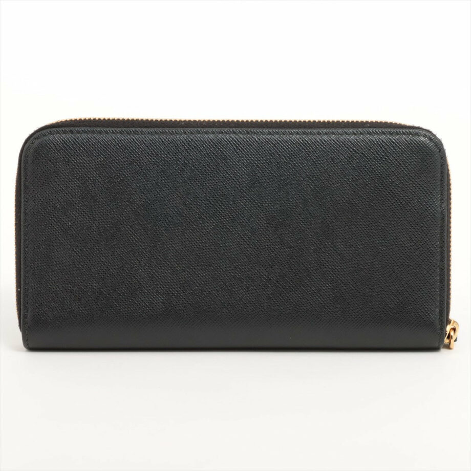 Prada Saffiano Martik Leather Round-Zip-Wallet Black