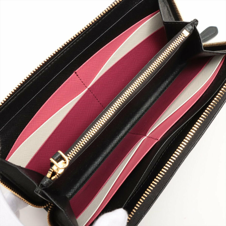 Prada Saffiano Martik Leather Round-Zip-Wallet Black