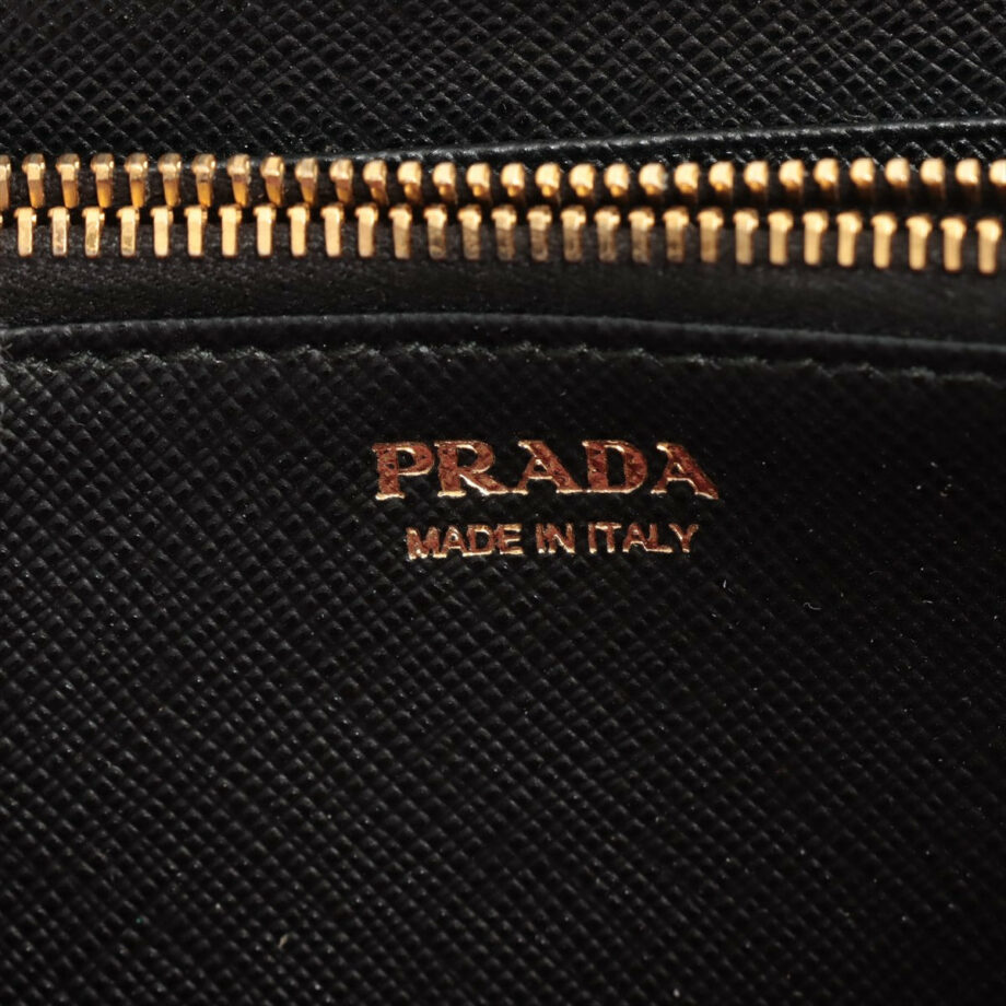 Prada Saffiano Martik Leather Round-Zip-Wallet Black