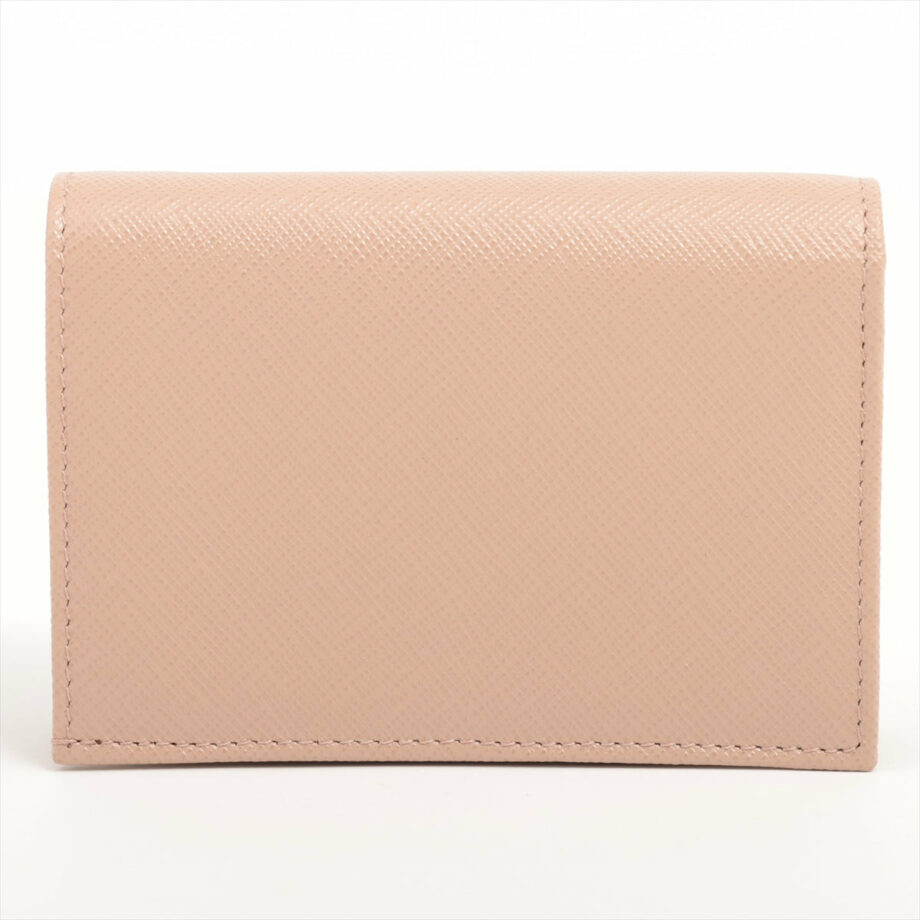 Prada Saffiano Triang Leather Wallet Pink