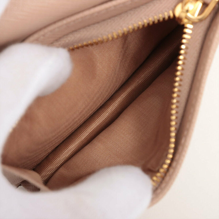 Prada Saffiano Triang Leather Wallet Pink