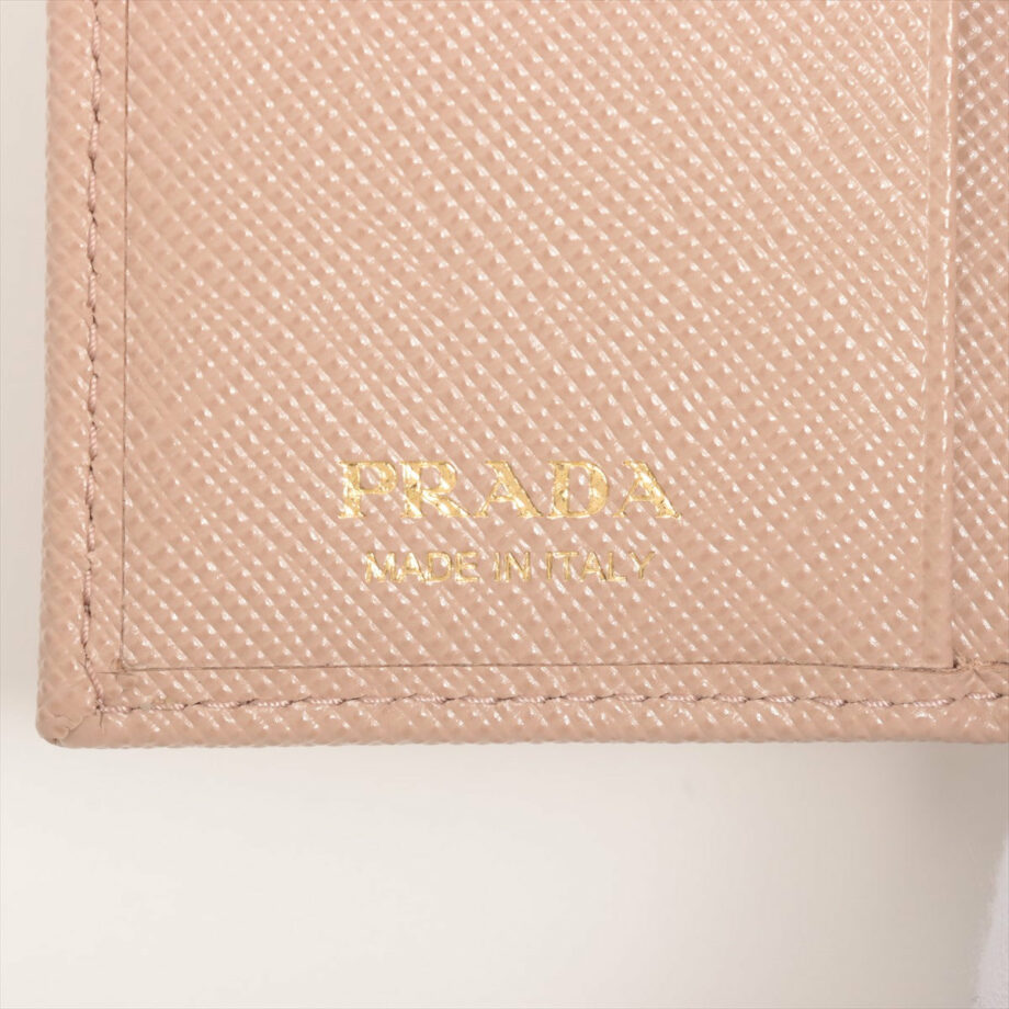 Prada Saffiano Triang Leather Wallet Pink