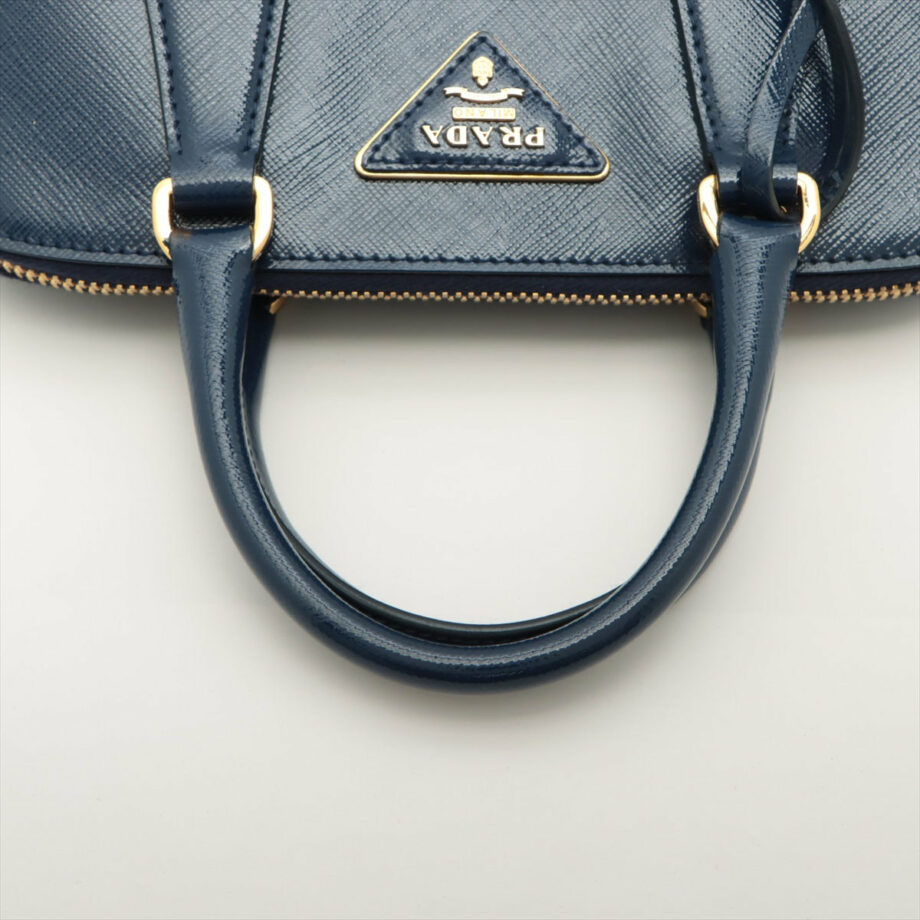 Prada Saffiano Vernice 2way handbag Blue BL0838