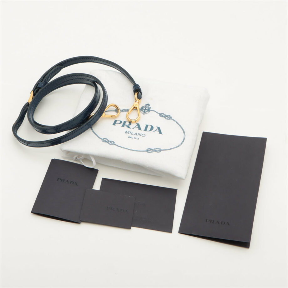 Prada Saffiano Vernice 2way handbag Blue BL0838