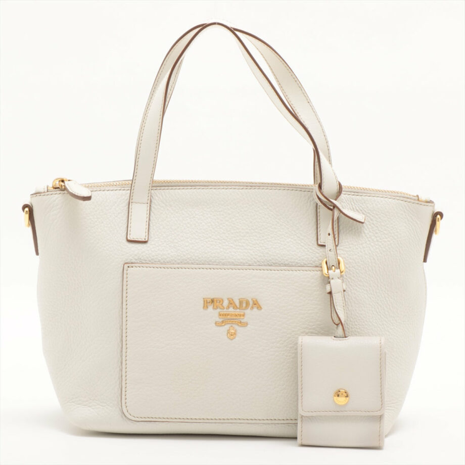 Prada Vitello Daino Leather 2way handbag White