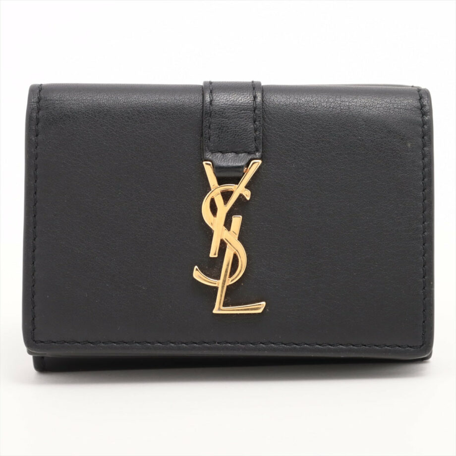 Saint Laurent Paris Leather Compact Wallet Black