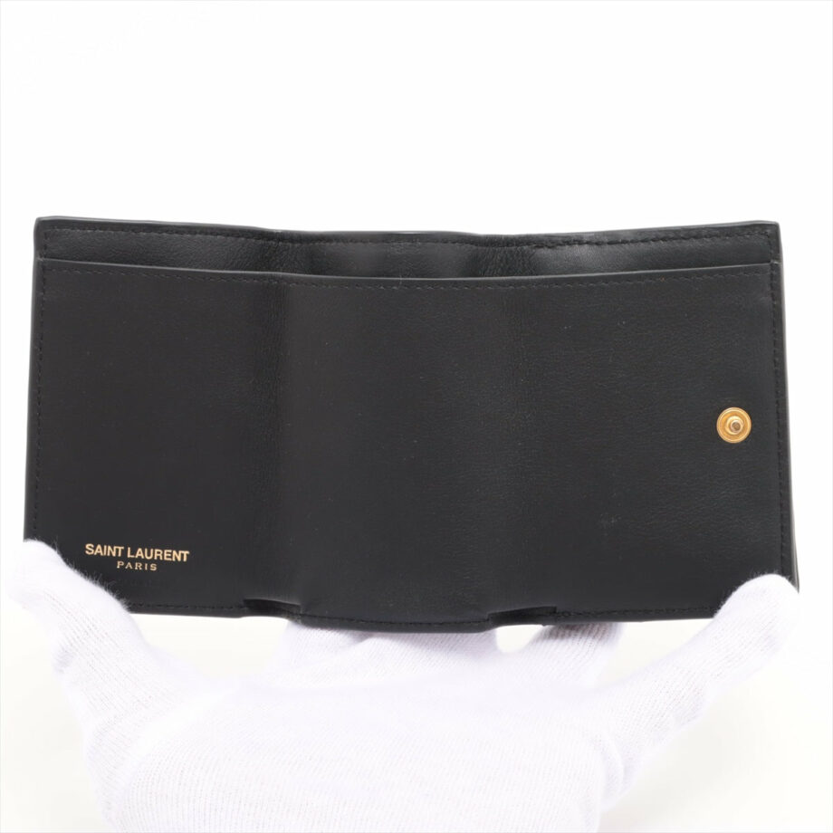 Saint Laurent Paris Leather Compact Wallet Black