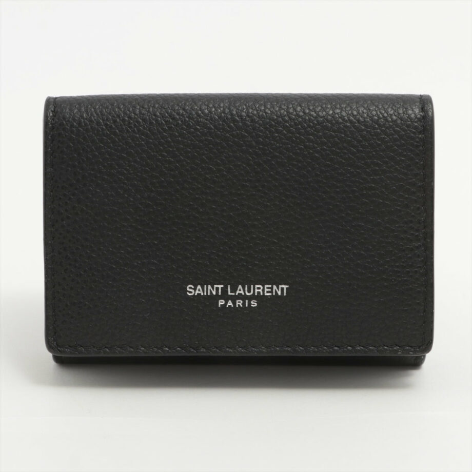 Saint Laurent Paris Leather Compact Wallet Black