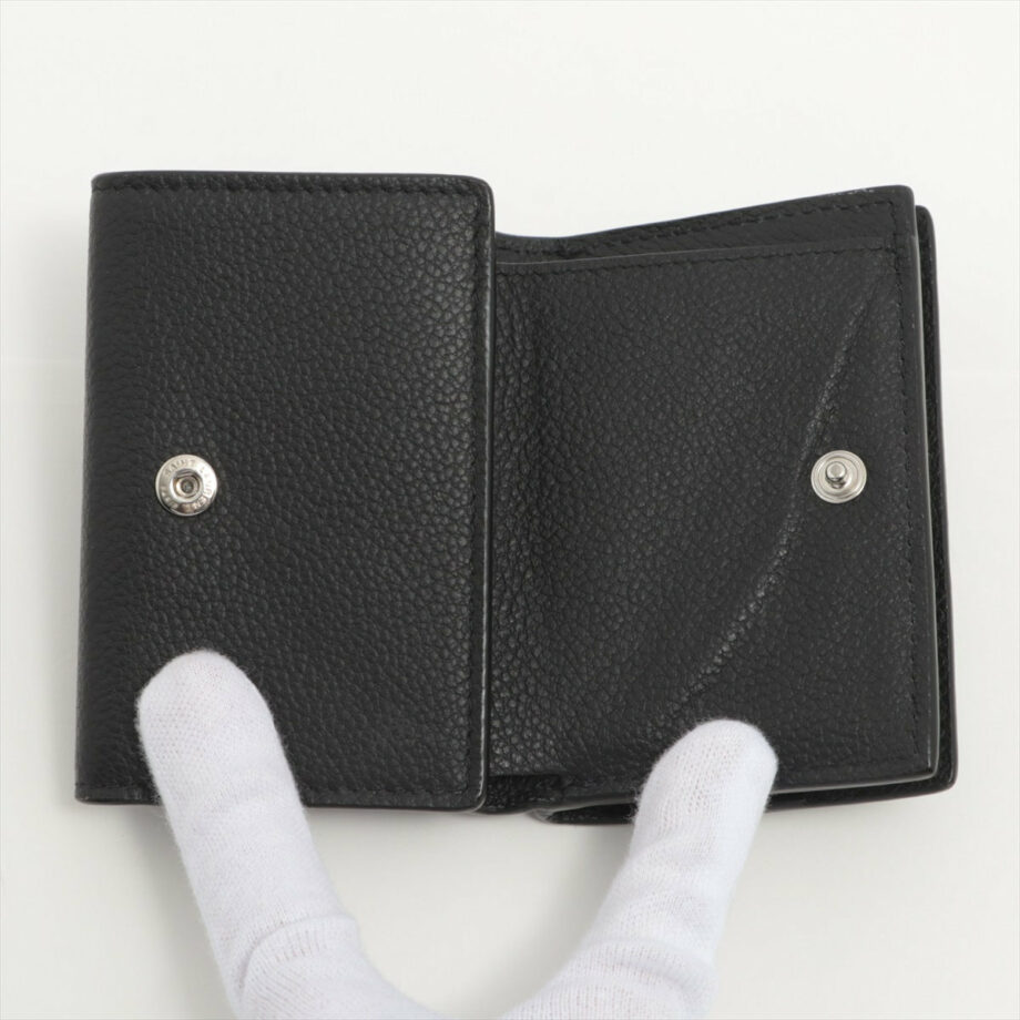Saint Laurent Paris Leather Compact Wallet Black