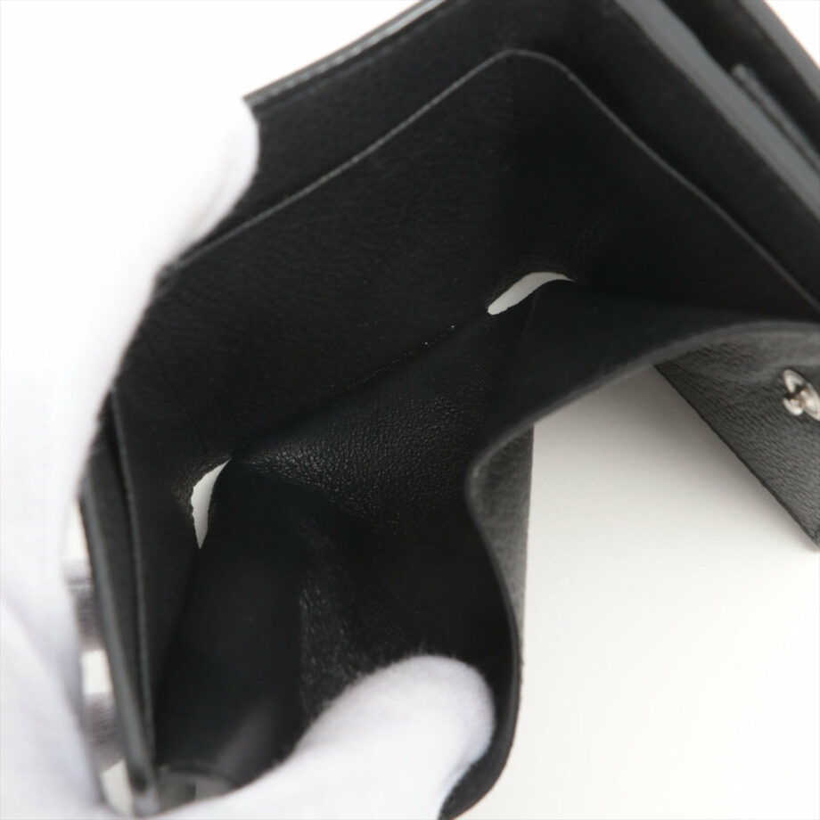 Saint Laurent Paris Leather Compact Wallet Black