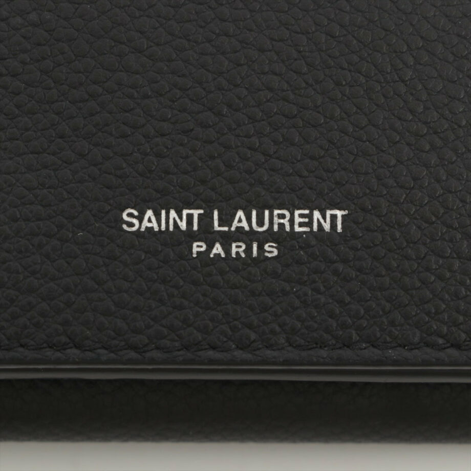 Saint Laurent Paris Leather Compact Wallet Black