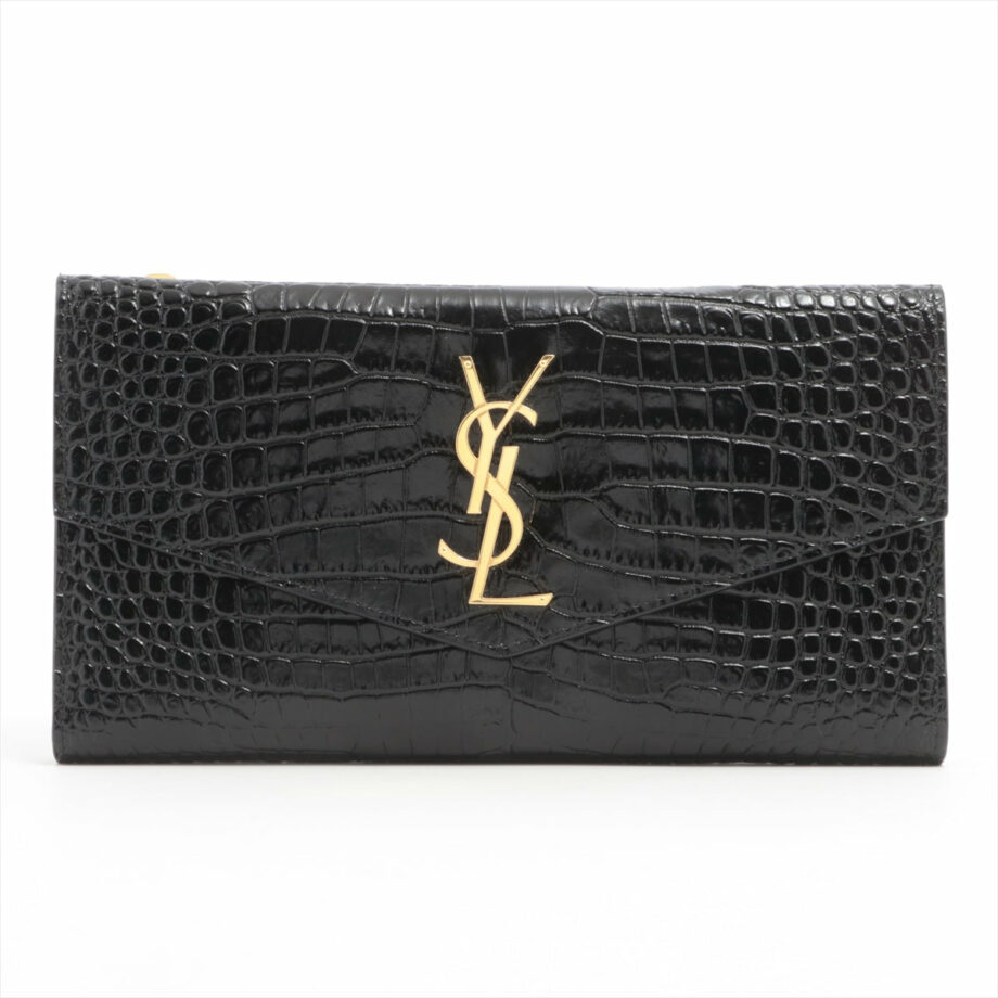 Saint Laurent Paris Moc croc Wallet Black