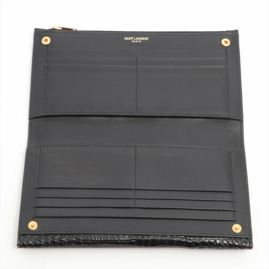 Saint Laurent Paris Moc croc Wallet Black