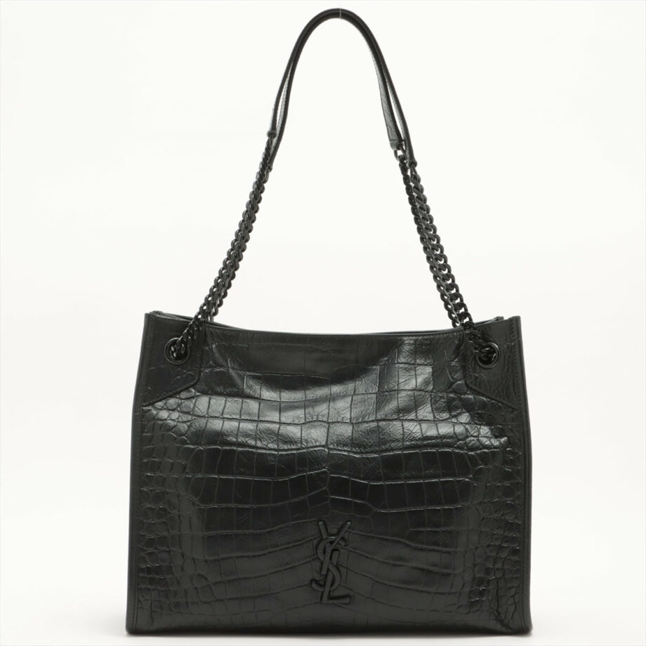 Saint Laurent Paris Niki Moc croc Chain tote bag Black