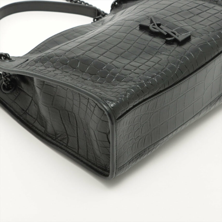 Saint Laurent Paris Niki Moc croc Chain tote bag Black