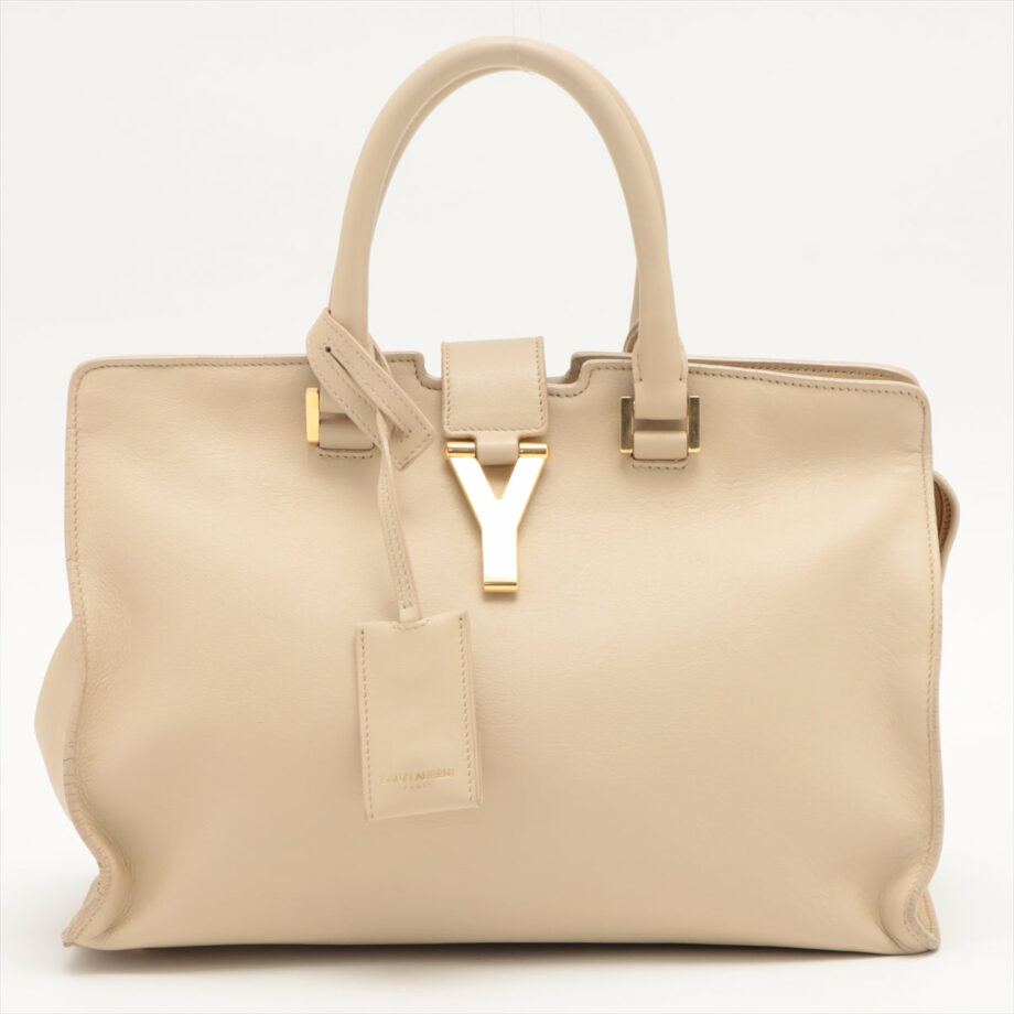 Saint Laurent Paris Petit Cabas Leather 2way shoulder bag Beige