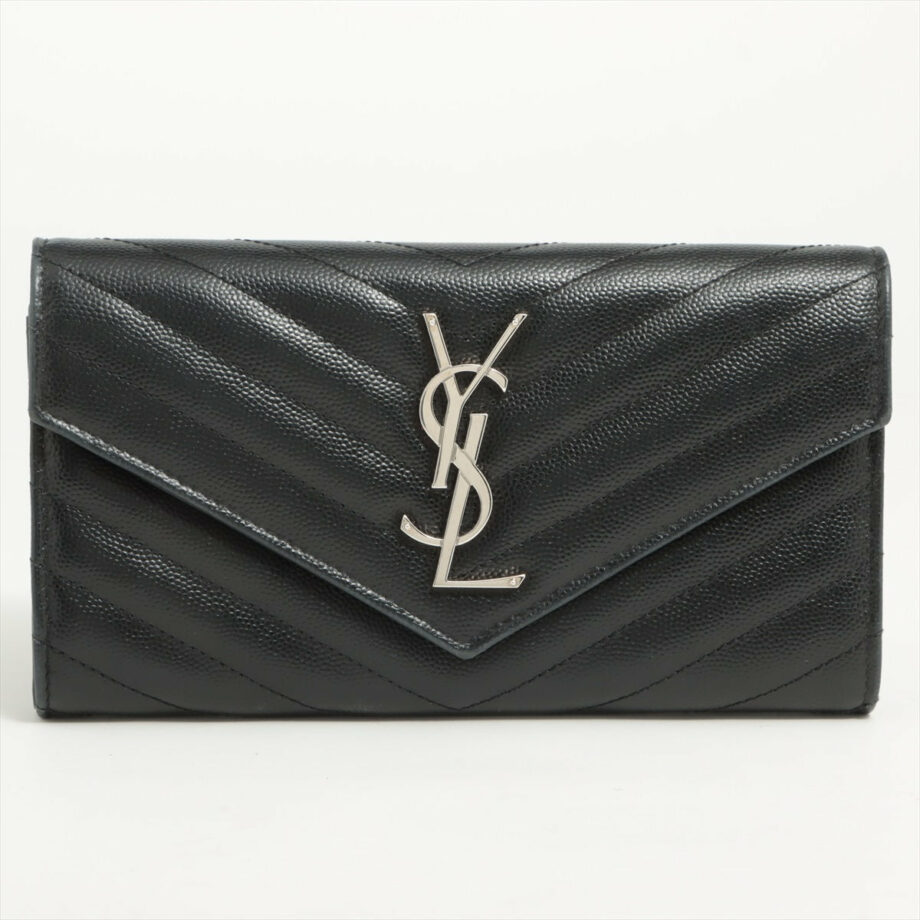 Saint Laurent Paris V Stitch GNC372264 Leather Wallet Black