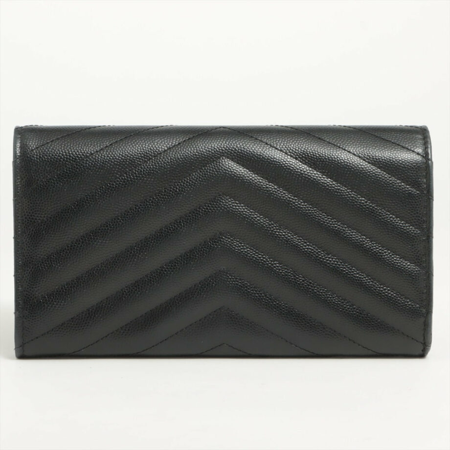 Saint Laurent Paris V Stitch GNC372264 Leather Wallet Black