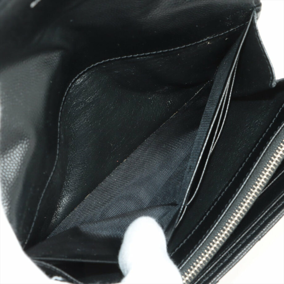Saint Laurent Paris V Stitch GNC372264 Leather Wallet Black