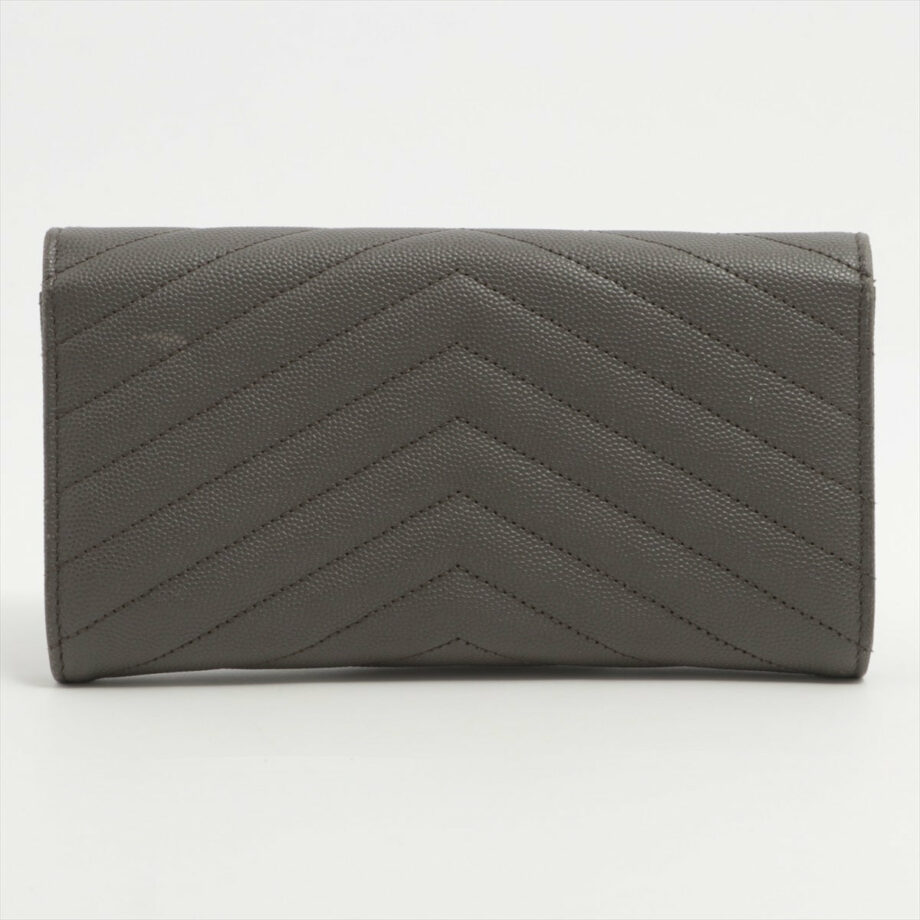 Saint Laurent Paris V Stitch Leather Wallet Grey