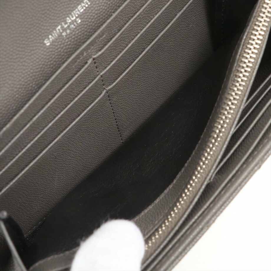 Saint Laurent Paris V Stitch Leather Wallet Grey
