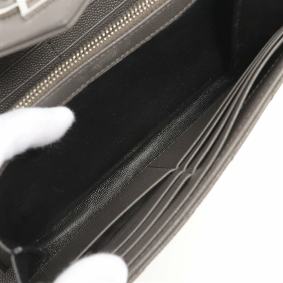 Saint Laurent Paris V Stitch Leather Wallet Grey