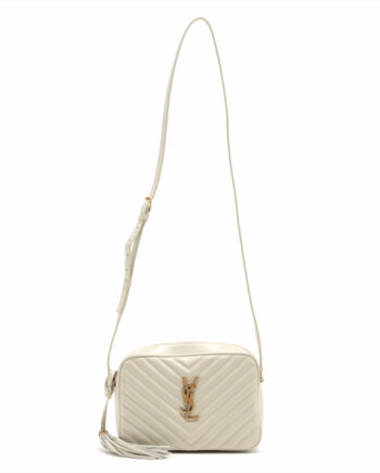 Saint Laurent Paris V Stitch Leather Shoulder bag Beige