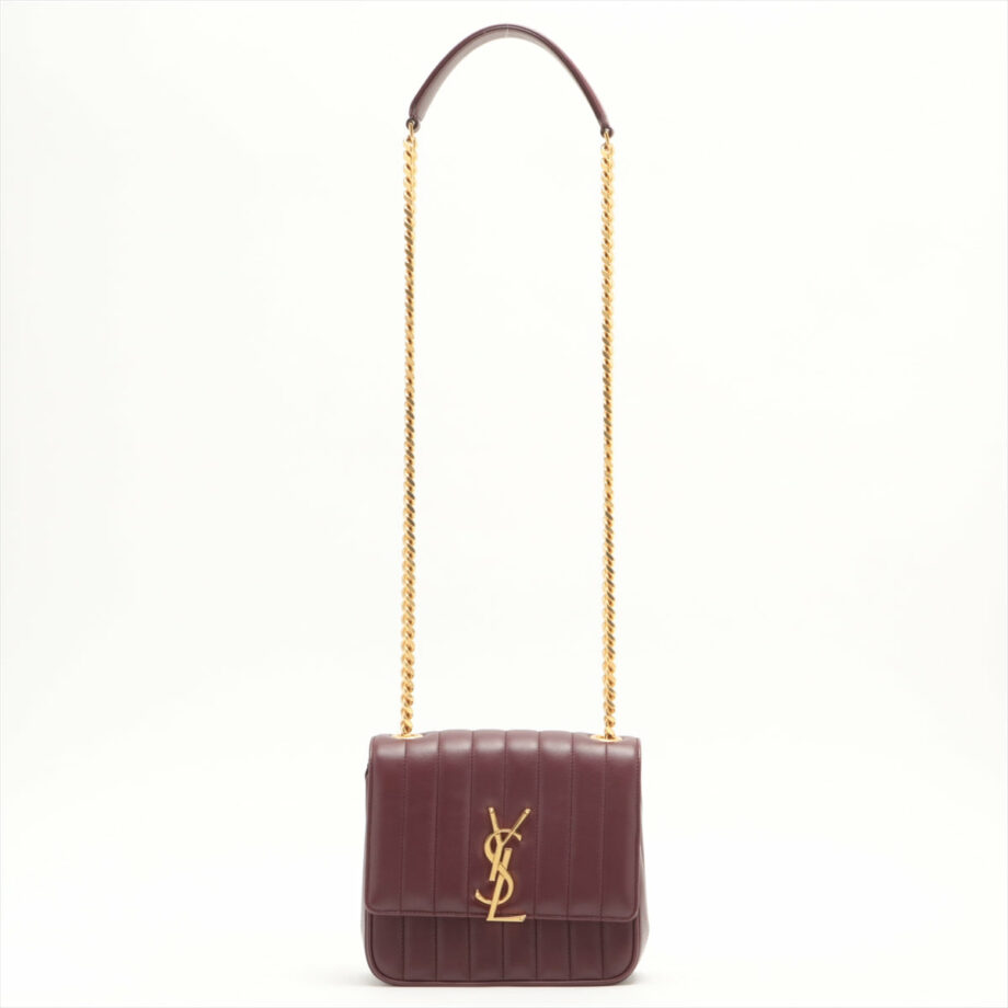 Saint Laurent Paris Viki Leather Chain shoulder bag Bordeaux