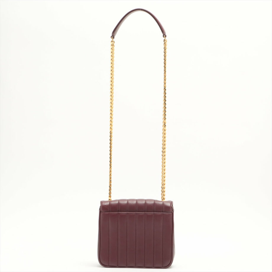 Saint Laurent Paris Viki Leather Chain shoulder bag Bordeaux