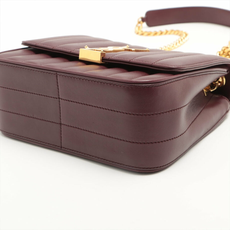 Saint Laurent Paris Viki Leather Chain shoulder bag Bordeaux