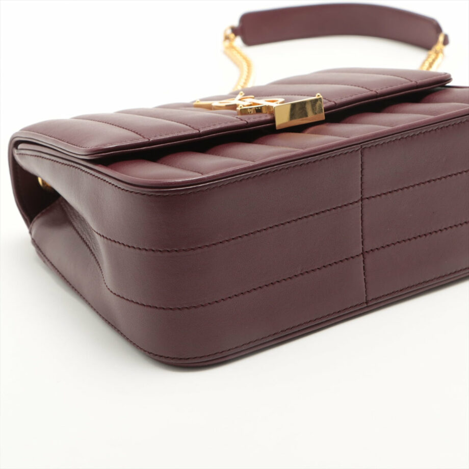 Saint Laurent Paris Viki Leather Chain shoulder bag Bordeaux