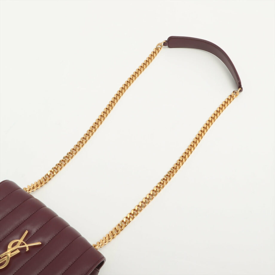 Saint Laurent Paris Viki Leather Chain shoulder bag Bordeaux