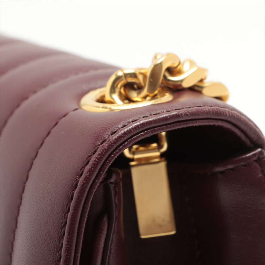 Saint Laurent Paris Viki Leather Chain shoulder bag Bordeaux