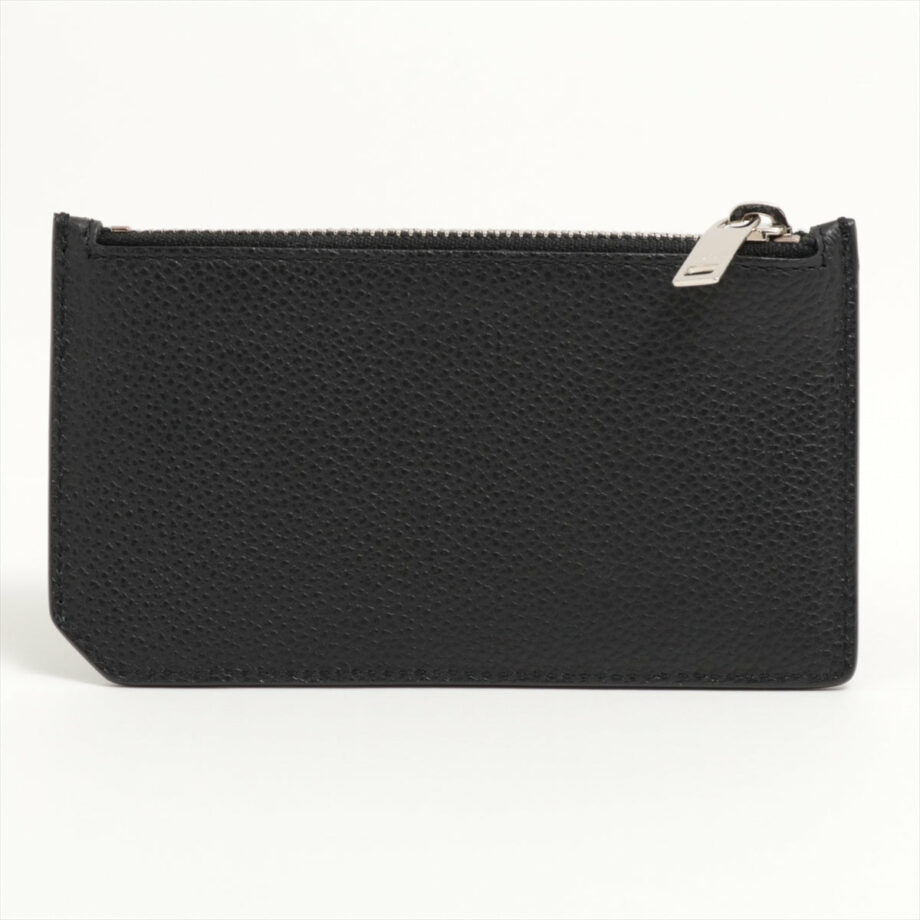 Saint Laurent Paris zip fragment Leather Coin purse Black