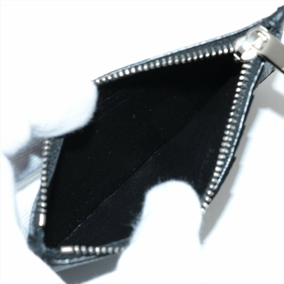 Saint Laurent Paris zip fragment Leather Coin purse Black