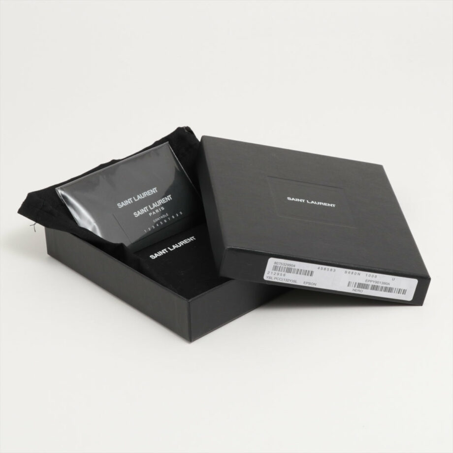 Saint Laurent Paris zip fragment Leather Coin purse Black