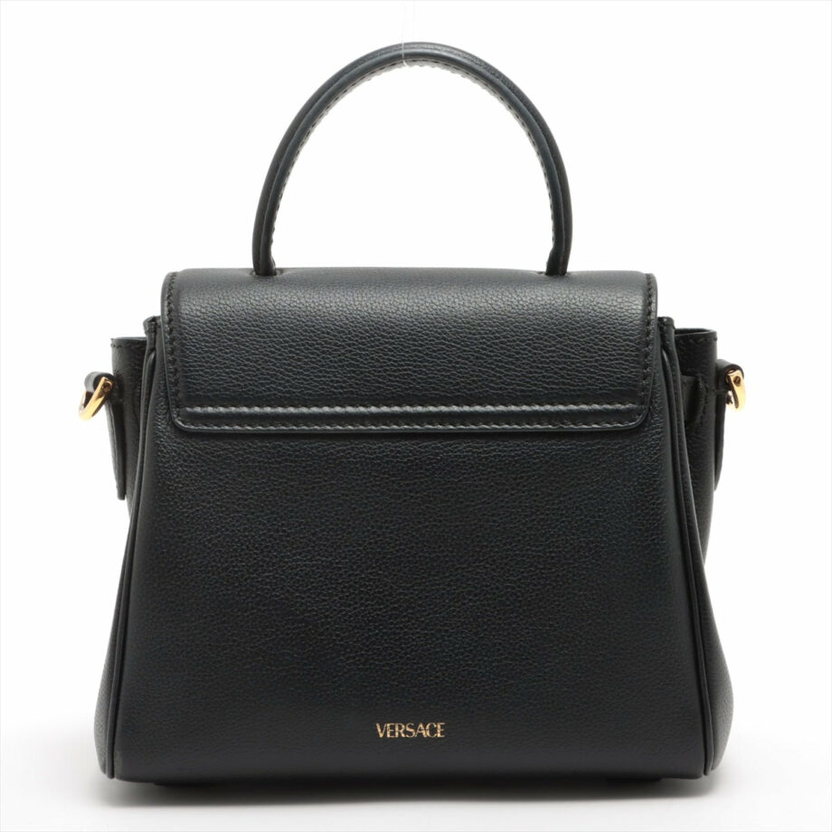VERSACE Leather 2way handbag Black