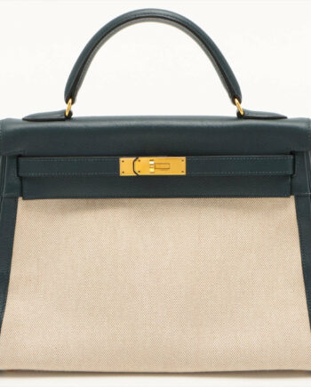 Hermes Kelly 32 bag Toile Courchevel Blue indigo