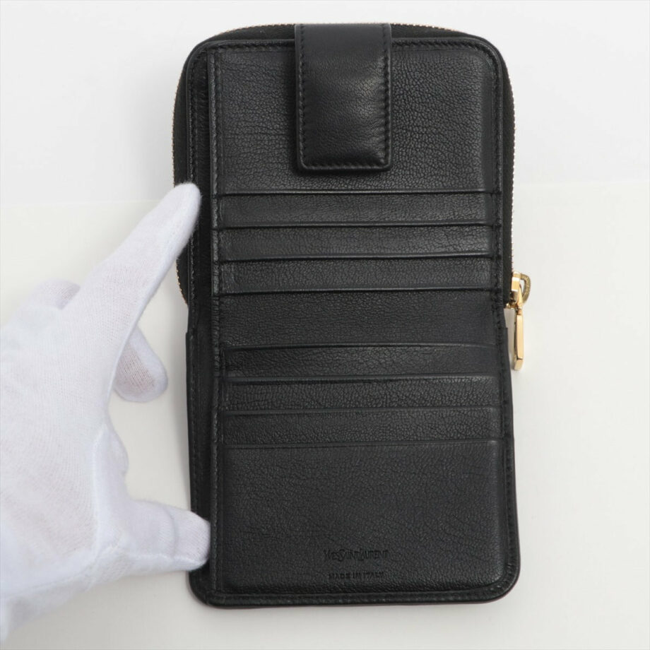 Yves Saint-Laurent YSL logo Leather Wallet Black