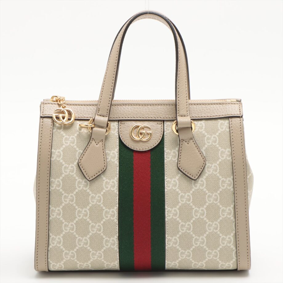 Gucci GG Supreme handbag PVC & leather 2way Beige 547551