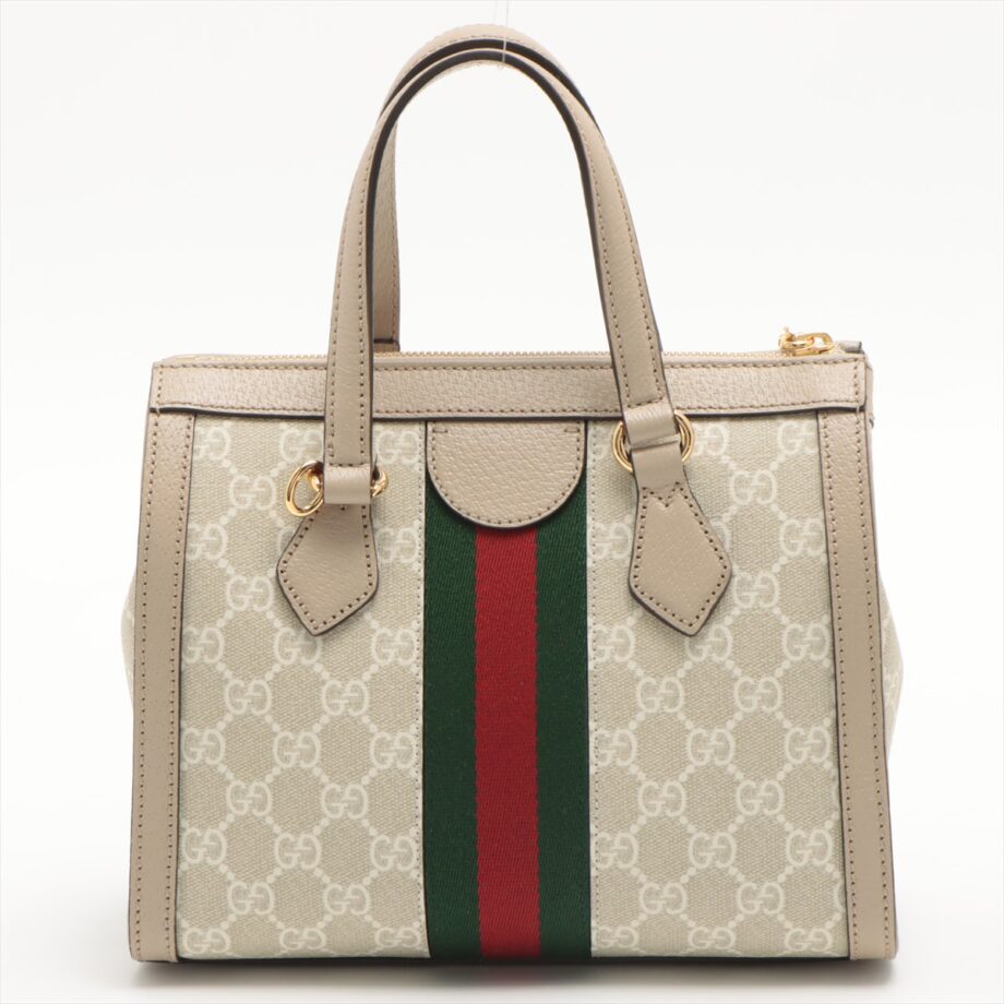 Gucci GG Supreme handbag PVC & leather 2way Beige 547551