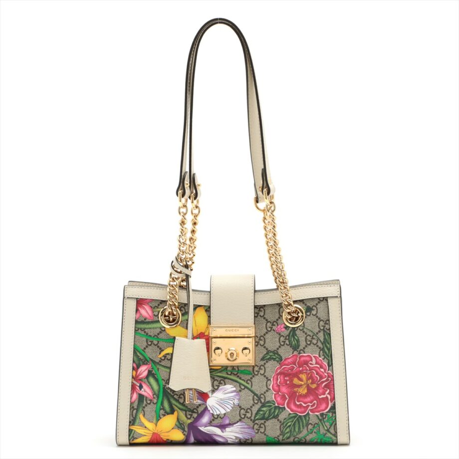 Gucci GG shoulder bag Supreme Padlock Small Chain Beige 498156