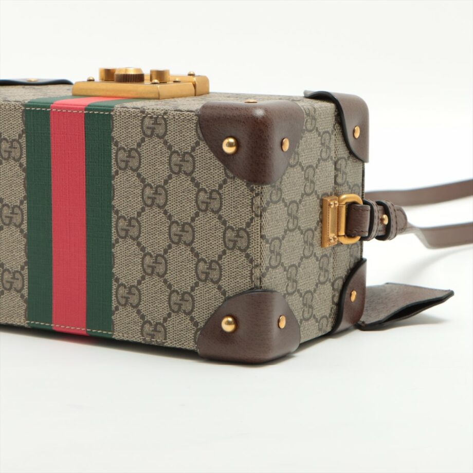 Gucci GG Supreme Savoy PVC & leather Jewelry case Beige
