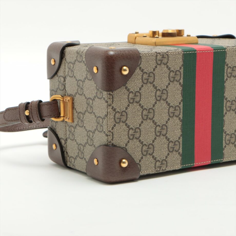 Gucci GG Supreme Savoy PVC & leather Jewelry case Beige