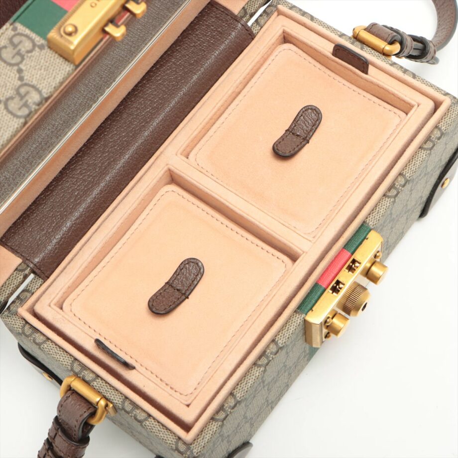 Gucci GG Supreme Savoy PVC & leather Jewelry case Beige