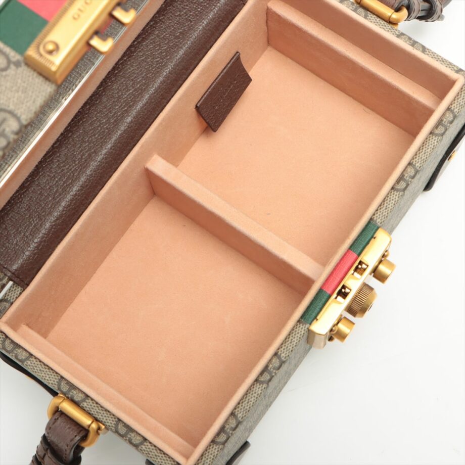 Gucci GG Supreme Savoy PVC & leather Jewelry case Beige